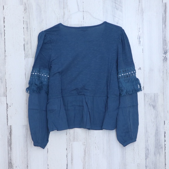 Lucky Brand Cutout Peasant Top Blue Small - Picture 3 of 9